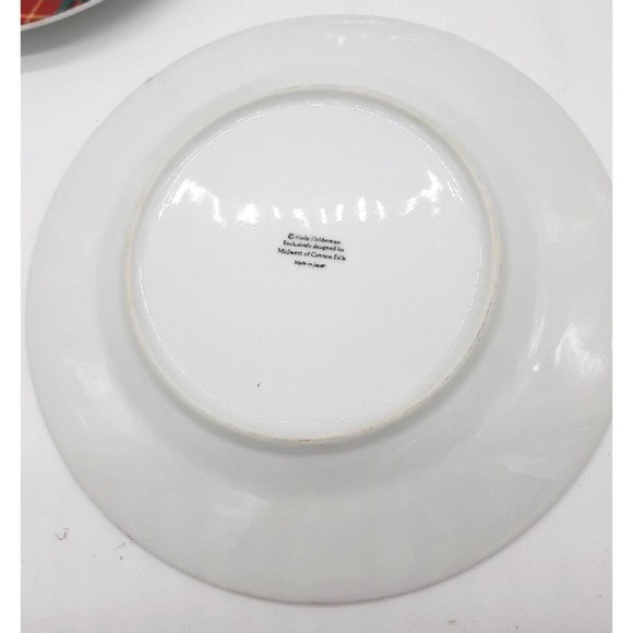 Vintage Holly Holderman Set Of 4 Red & Green Plaid Floral 8" Salad Plates - Picture 6 of 8